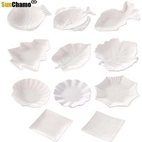 Fashion Beautiful Cute Dish Cake White Ceramic Dish Dessert Sushi Snack Children Western Dish Kitchen Tableware Dinner Plates