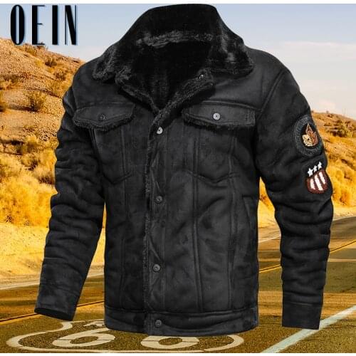 OEIN New Mens Vintage Leather Jackets 2021 Winter Motorcycle Fur Stand Collar Male Biker PU Coats Fashion Windbreaker Outerwear