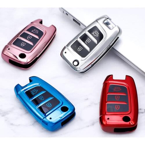 For Hyundai Elantra Solaris 2017 Santa Fe Verna Tucson I35 I40 Genesis Soft TPU Car Key Case Cover Bag Shell Protector Keychain