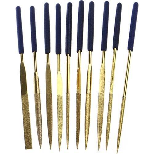 10Pcs Mini Files Titanium Diamond Coating Needle Flat File Set Metal Working Craft Tools