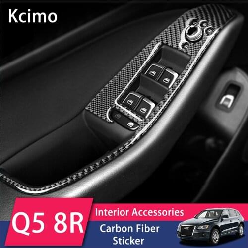 Car Interior Carbon Fiber Stickers For Audi Q5 2010-2018 SQ5 2013-2017 Window Control Switch Panel Covers Auto Accessories