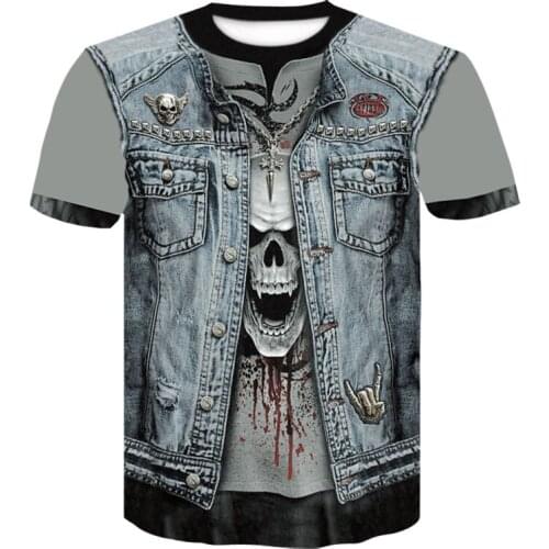 New 3d skull T-shirt 2020 mens short-sleeved shirt funny T-shirt rock punk anime goth rock 3d mens T -shirt