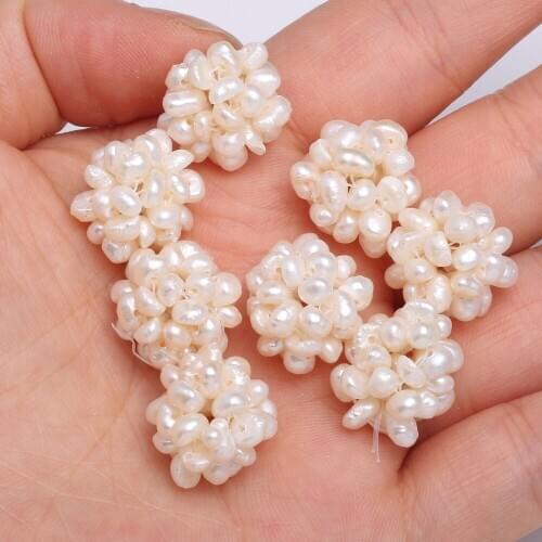 New 5pcs Pearls Ball Handmade Irregular Pearls Ball Pink and White Pick Color for Making DIY Jewelry Accessories Size 15-16mm