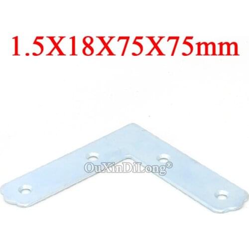 Brand New 50PCS 1.5X18X75X75mm Flat L Shape Furniture Corner Braces Board Frame Furniture Support Brackets Reinforced Connectors