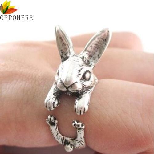 OPPOHERE Super Cute Animal Rabbit Bunny Ring Vintage Wrap Adjustable Size Chic Rings for Women Party Rings