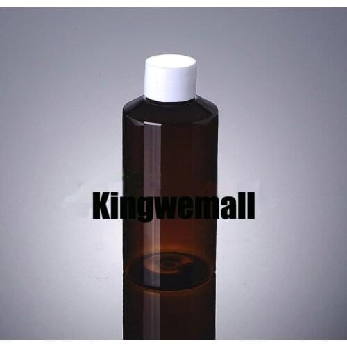 Wholesale 300pcs/lot Capacity 150ml PET Brown Bottle with White Screw Lids Cosmetic Packaging XCI41