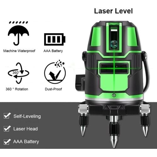 Cross Lines Laser Level 360 Self-Leveling 2/3/5 Lines Green Laser Leveler 635nm Horizontal Vertical Cross Line Indoor Outdoor