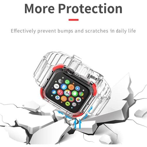 Transparent Watchband For Apple Watch Band 44mm 40mm 42mm 38mm Soft Silicone Strap Case Bracelet For iWatch Series 3 4 5 6 SE