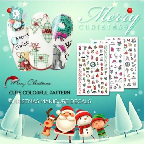 Rocooart Christmas Nail Stickers For Kids Cartoon Nail Art Decoration Nail Wraps Cute Elements Manicure Nail Art Decal Child