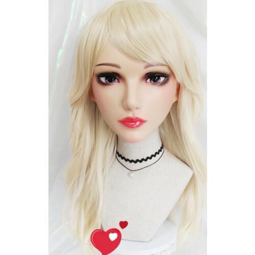 Sha-04)Female Sweet Girl Resin Half Head Kigurumi BJD Eyes Crossdress Cosplay Japanese Anime Role Lolita Mask With Eyes And Wig