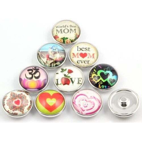 Mixed Styles 18mm Glass Button Ginger Snaps DIY Bracelet Necklace Snaps Jewelry accessory Snap Button