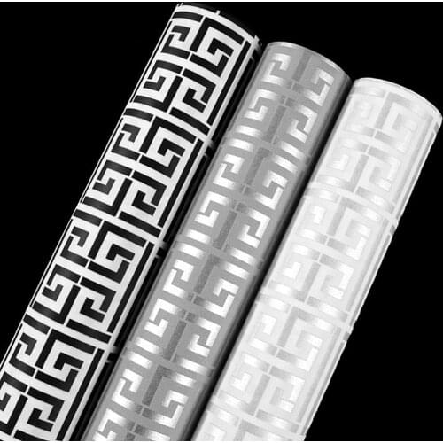 Modern Geometric Wallpaper Hotel Study Background Wall Paper PVC Bathroom Waterproof Wallpaper Greek Key Lattice