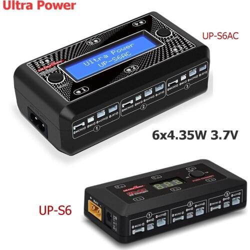 Ultra Power UP-S6 UP-S6AC 6x4.35W 3.7V 1S Lipo LiHv Battery Charger With Micro MX JST mCPX USB Port for Drone Rc Battery Charger