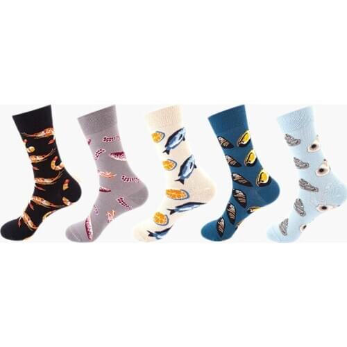 Versatile Medium Length Stockings Salmon Prawn Tide Cycling Man Meia Pilates Calcetines Baloncesto Nature Hike Deportes Socks