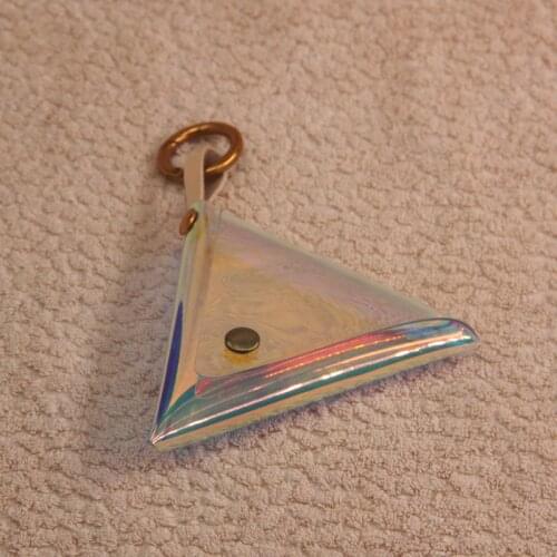 WOONAM Fully Handmade Women Fashion Glossy Transparent Holographic Triangle Coin Purse Wallet WB554