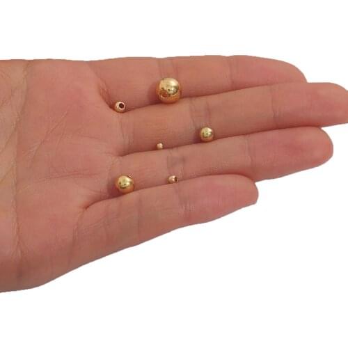 10-100Pcs/Lot 18K Gold Plated Round Spacer beads jewelry Findings Accessories Loose bead for bracelet&necklace jewelry making