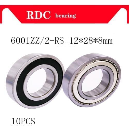 10pcs 6001ZZ 6001 2RS 6001RS 6001Z 6001 deep groove ball bearing 12x28x8mm 6001rs bearing 6001 bearing ABEC-5 Free Shipping