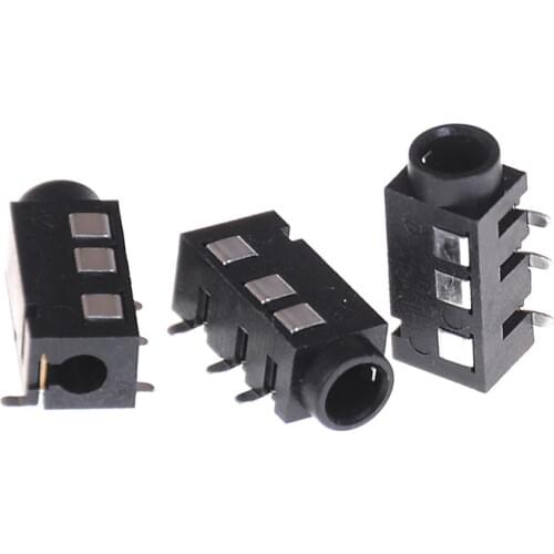 10PCS/LOT 3.5mm Jack Female Audio Connector 4 Pin DIP Headphone Jack Socket PJ-320A PJ320A Audio Interface Audio Jack Black