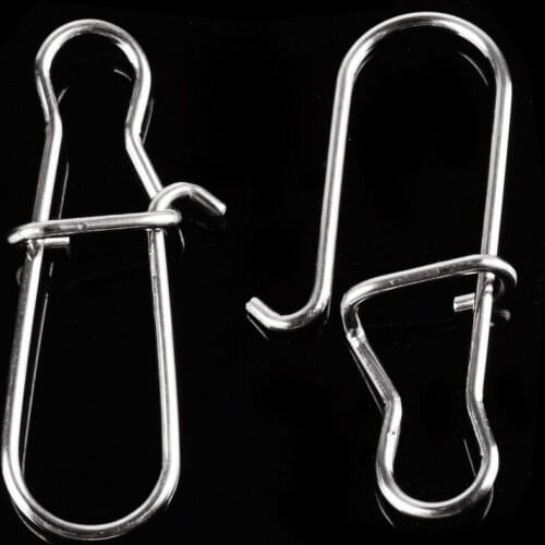 100pcs Fast Clip Lock Fishing Connector Stainless Steel Safety Pin Swivel Lure Connector Accessories Pesca Fishing Tackle Tool