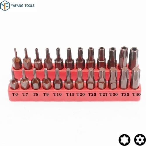 12Pcs/Set S2 Steel 25mm Torx Screwdriver Bit 1/4" Hex Shank T6-T40 Air&Electric Driver Bits Power Hand Tools