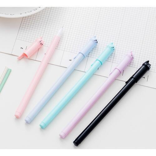 120 Pcs Creative Stationery Wholesale Student Pen Cute Cat Gel Pen 0.5mm Black Ink Pen School Supplies Office Supplies
