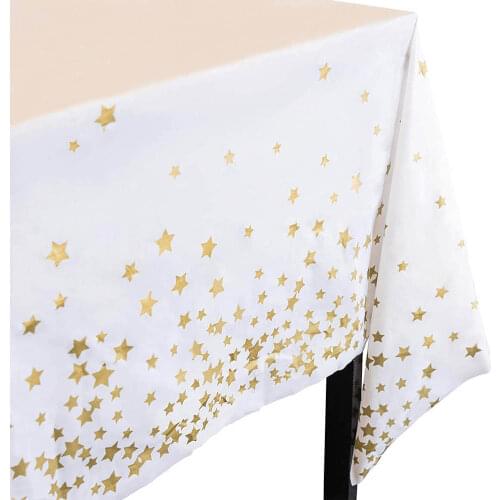 4 Pieces of New Hot Stamping Hot Silver Five-Pointed Star DisposableTablecloth Birthday Party Tablecloth Wedding Decoration