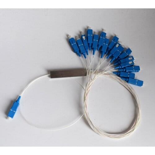 Free Shipping 10pcs/lot 0.9mm Steel Tube 1x16 Mini SC/UPC Connector 1:16 16 Ports Fiber Optical PLC Splitter