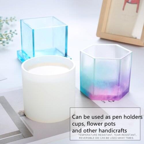 DIY Large Pen Holder Epoxy Resin Silicone Mold Pen Holder Abrasive AB Crystal Epoxy Succulent Plant Pot