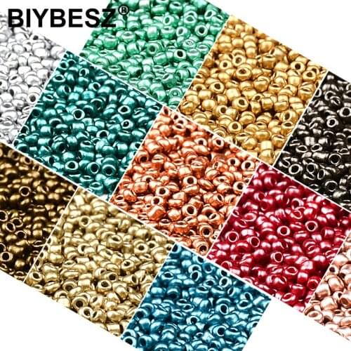 2MM Charms Matellic Czech Glass Beads Small Round Loose Beads For Jewelry Making Earrings Bracelet Necklace Diy