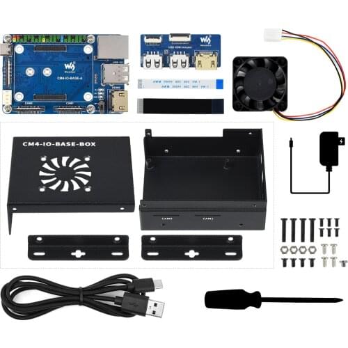 CM4-IO-BASE-Acce D,CM4-IO-BASE-BOX-B + USB HDMI Adapter, For Raspberry Pi Compute Module 4