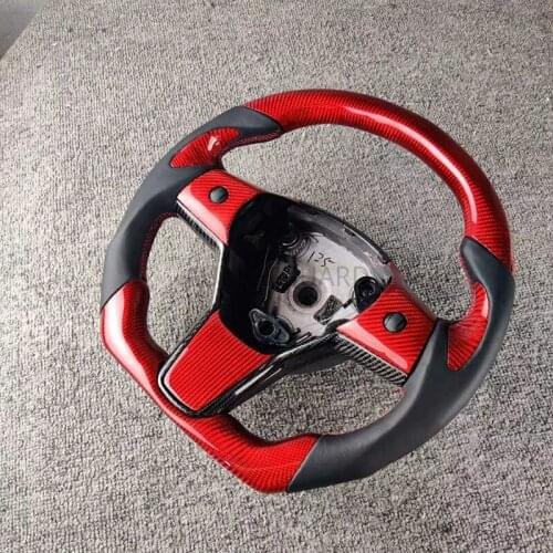 For Tesla Model 3 Cuatomized Matt Carbon Fiber Steering Wheel Perforated Leather 2017 2018 2019 2020 2021