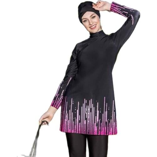 Women Large Size Full Cover Muslim Swimwear Women Islamic Conservative Swimsuit Hijab Beachwear Bathing Maillot de main femme