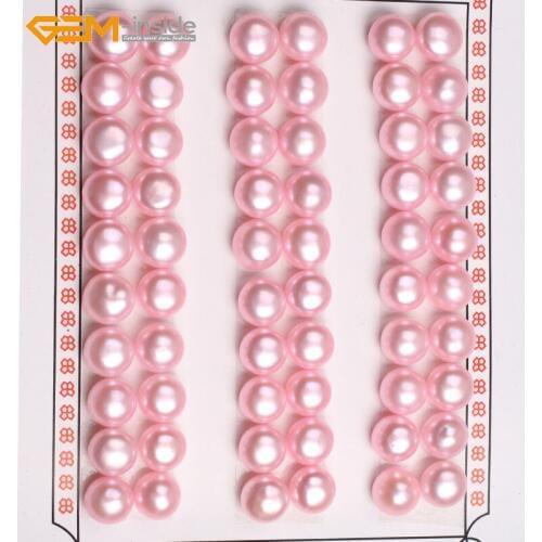 Gem-inside 8mm 30 Pairs AAA Grade Half Drilled Freshwater Cultured Pearls Beads for Jewelry Making Earring 15'' DIY Jewellery