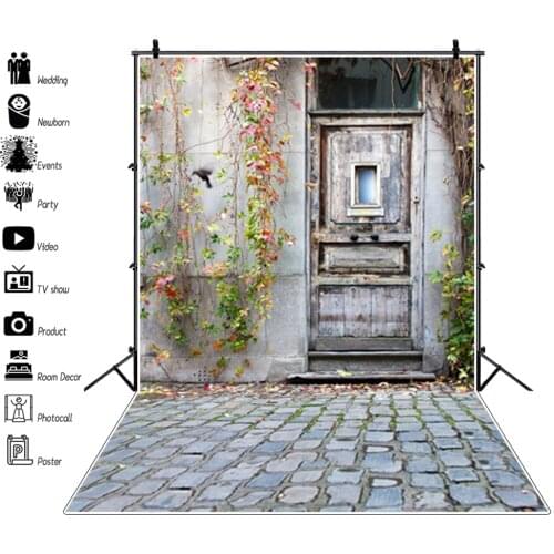 Grunge House Wood Door Window Curtain Vase Interior Photographic Backgrounds Baby Portrait Photo Backdrops Birthday Photozone