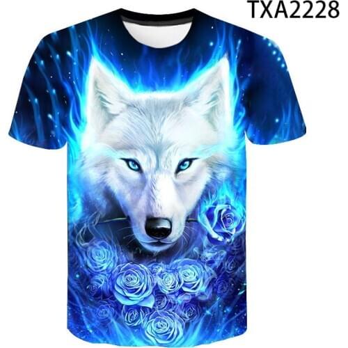 Summer Wolf Animal Series 3D Printed T Shirt Short Sleeve Men Women Children Casual Streetwear Boy Girl Kids Fashion Cotton Tops