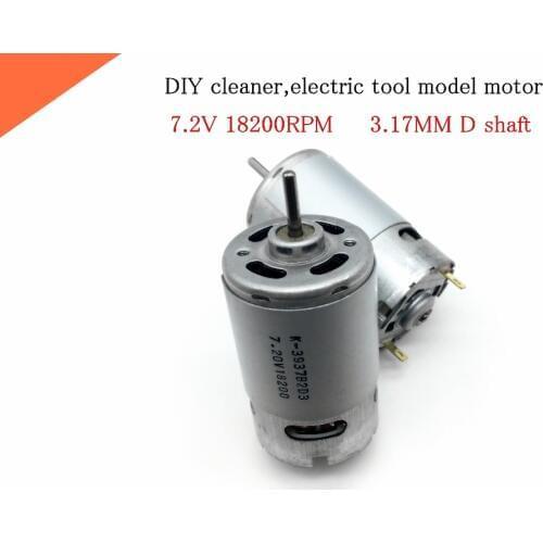 GOOD! 550 DC motor DIY cleaner,electric tool model motor 7.2V 18200RPM 3.17MM D shaft