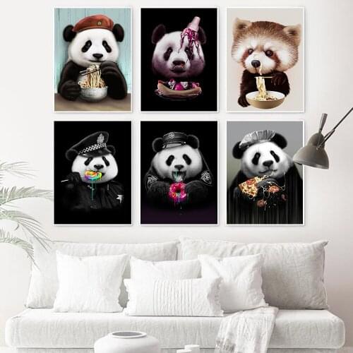 Lovely Panda Canvas Art Posters And Prints Animals Canvas Paintings On the Wall Art Cartoon Pictures For Kids Room Wall Decor