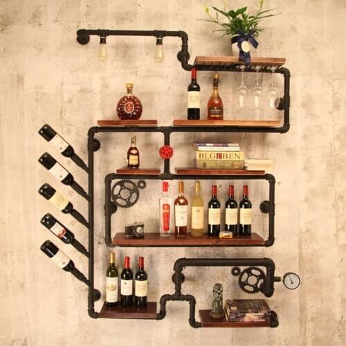 Creative Wine Bottle Holder Organizer Set Wall Mounted Shelves for Glassware Wine Rack for Storage & Display House Decoration