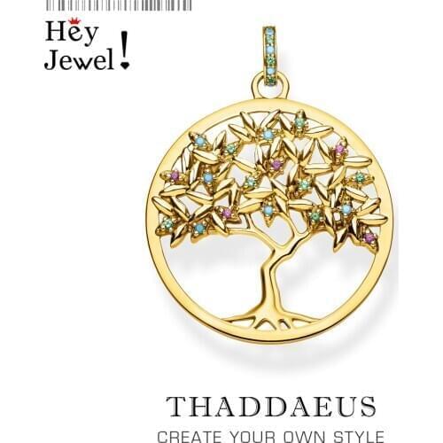 Pendant Colorful Golden Tree,2020 New Fashion 925 Sterling Silver Jewelry Europe Style Romantic Accessories Gift For Woman