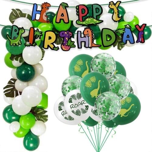 10/15pcs 12inch Jungle Dinosaur Confetti Latex Balloon Decoration Happy Birthday Party Hanging Garland kids Favor Supplies