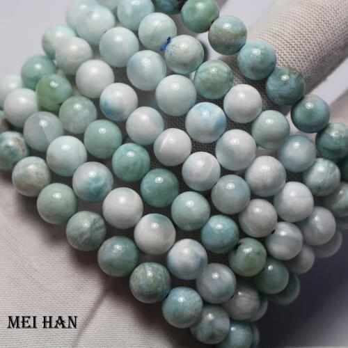 Meihan Natural rare Dominica larimar 8-8.5mm (1bracelet/set) smooth round loose beads for jewelry making design
