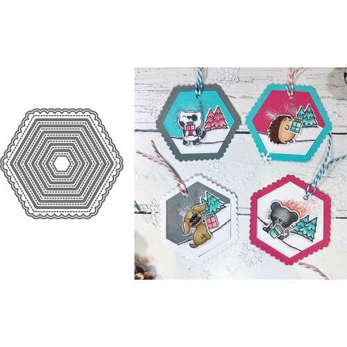 Metal cutting dies hexagon dies set cut die mold Scrapbooking cards making paper craft knife mould 2020 new