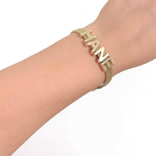 Fashion Gold Color Letter Bracelets & Bangles Charm Black Bracelets for Women Charm Party Wedding Jewelry Women Accessories Gift