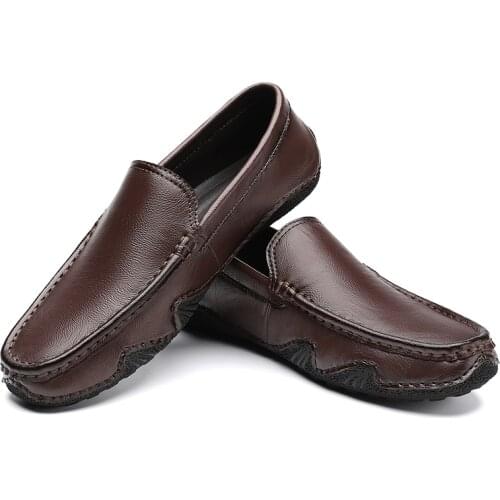 New Fashion Genuine Leather High Quality Luxury Comfortable Men Casual Moccasins Slip on Casual Wedding Driving Loafers
