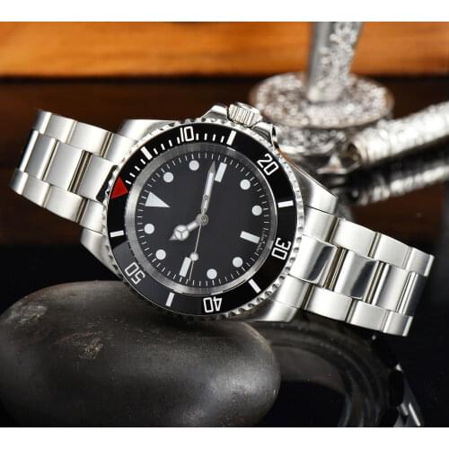 BLIGER Nologo Business NH35A Men Watch Selfwinding Movement Middle Polished Oyster Bracelet Ceramic Insert Flat Sapphire Crystal