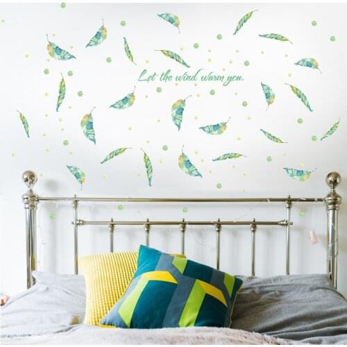 Fresh Feather Wall Stickers Bedroom Childrens Room Kindergarten Sleep Classroom Sofa Background Bathroom Wall Decoration Paste