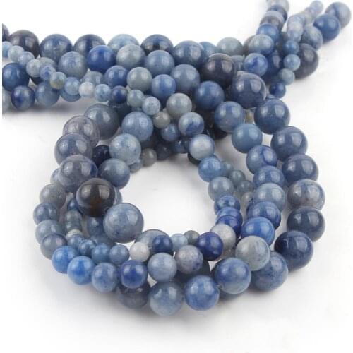 Natural Stone Blue Aventurine Jades Beads Smooth Loose Spacer Beads For Jewelry Making Diy Bracelet Accessories 4/6/8/10/12mm
