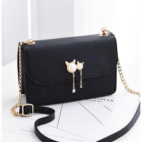 New Arrival 2021 Women PU Leather Shoulder Bags Girls Brief Flap Womens Casual Messenger Chain Bags Simple Crossbody Bags