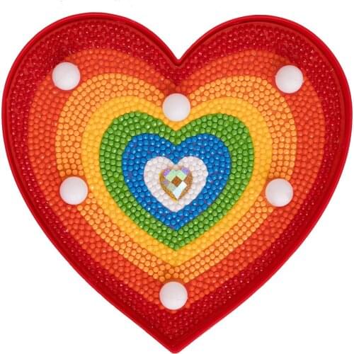 New Arrival 5D Diy Diamond Painting Heart Lamp With Frame Embroidery Wall Art Home Decoration Xmas Kids Handcraft Gift