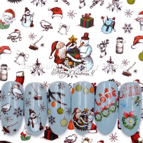 New arrive self-adhesive Christmas nail art decorations stickers nail sticker decals manicure fake nails accessoires design tool
